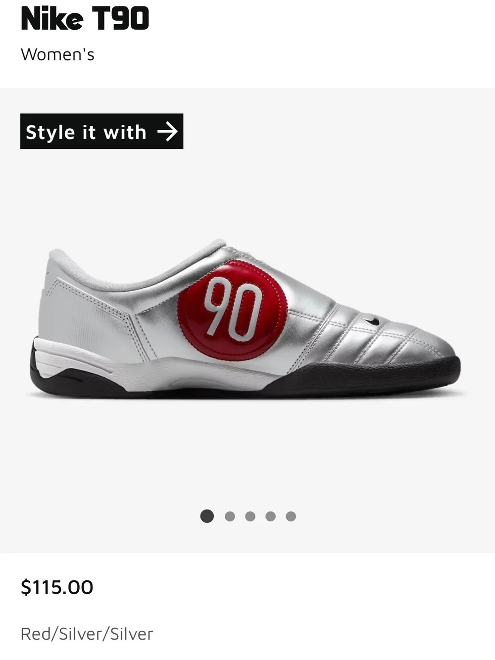 Nike Women's Silver & Red Metallic Shoes